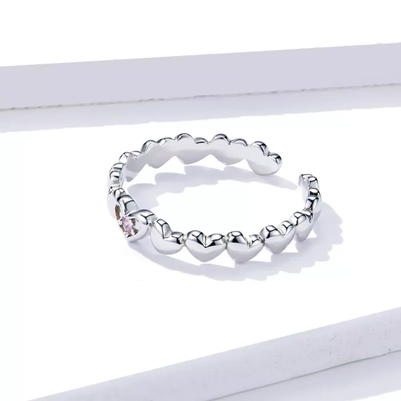 (imagen para) Anillo abierto con espejo en forma de corazón estilo Pandora - BSR100 - Ver 4