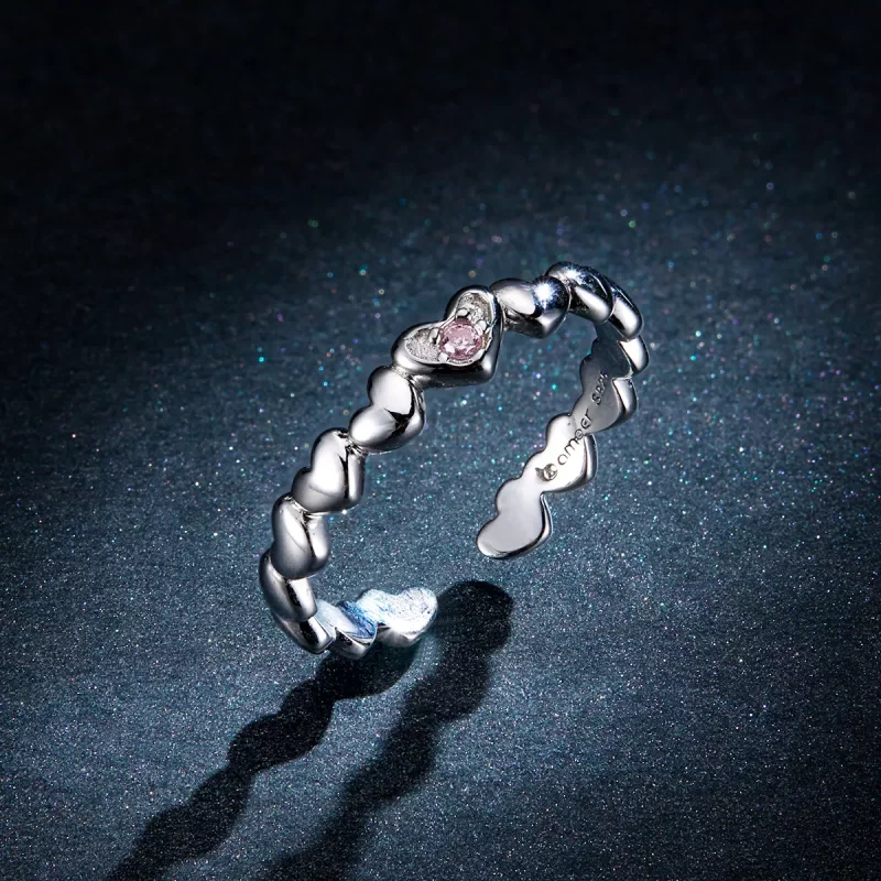(imagen para) Anillo abierto con espejo en forma de corazón estilo Pandora - BSR100 - Ver 5