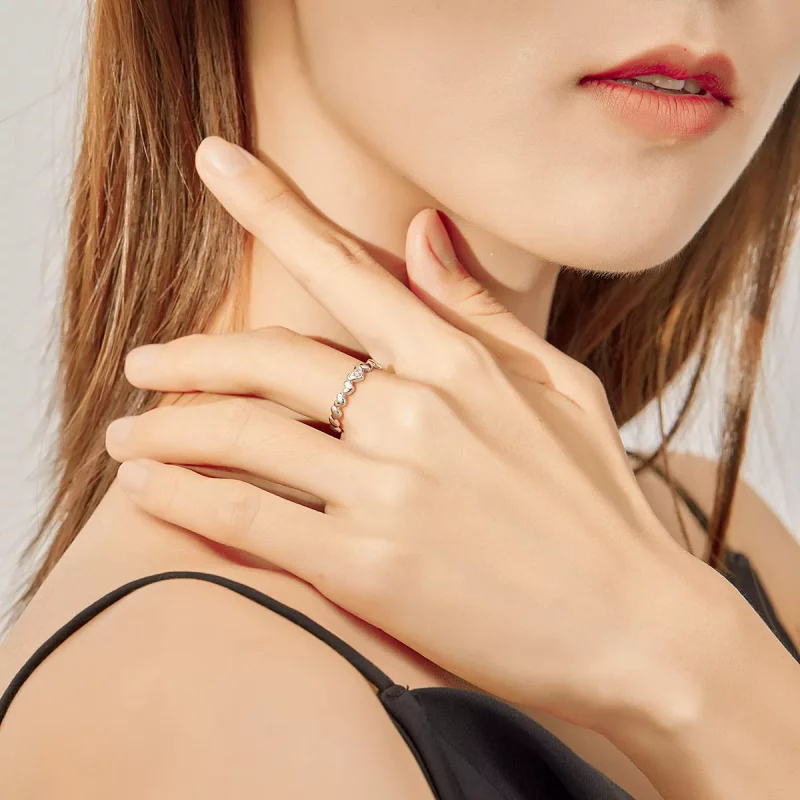 (imagen para) Anillo abierto con espejo en forma de corazón estilo Pandora - BSR100 - Ver 8