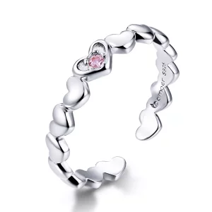 Anillo abierto con espejo en forma de corazón estilo Pandora - BSR100 (imagen para) Anillo abierto con espejo en forma de corazón estilo Pandora - BSR100