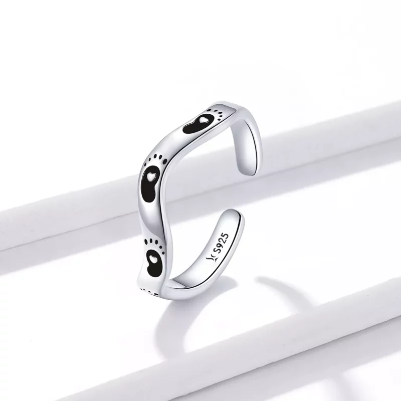 (imagen para) Anillo abierto con estilo Pandora en forma de huella - SCR712 - Ver 2