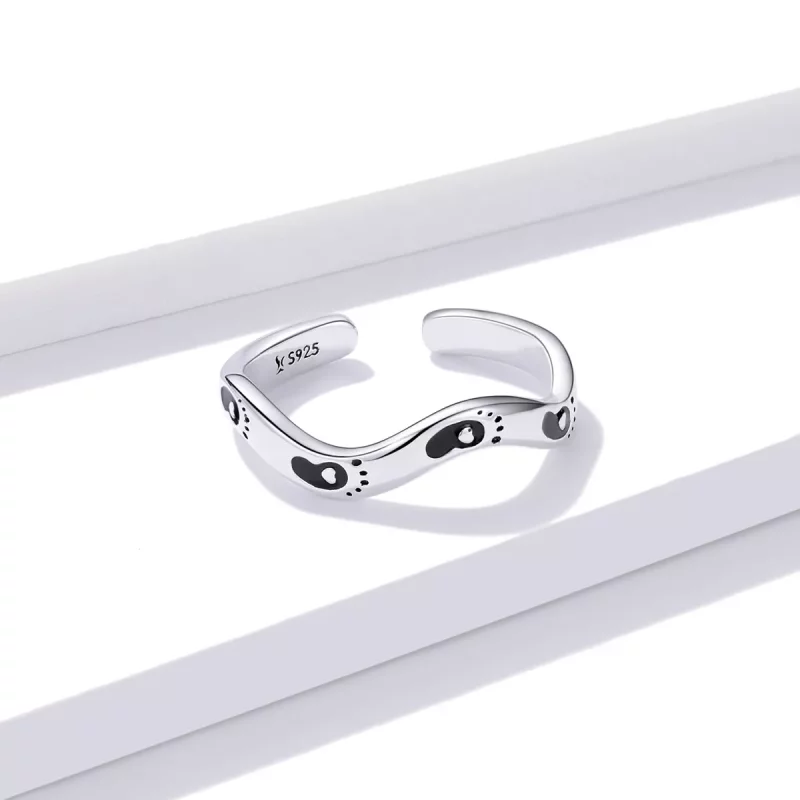 (imagen para) Anillo abierto con estilo Pandora en forma de huella - SCR712 - Ver 3
