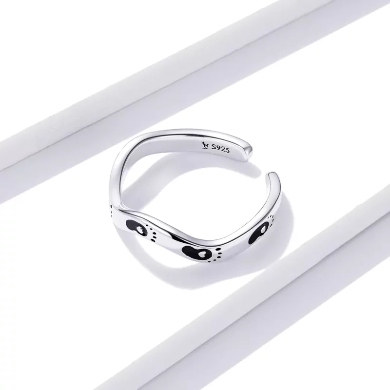 (imagen para) Anillo abierto con estilo Pandora en forma de huella - SCR712 - Ver 4