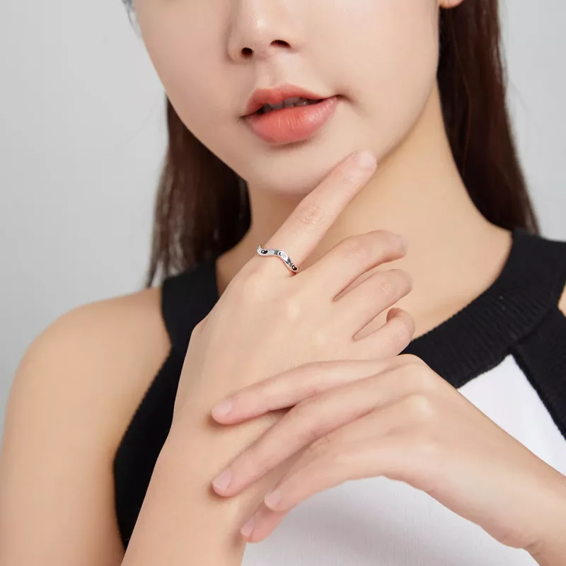 (imagen para) Anillo abierto con estilo Pandora en forma de huella - SCR712 - Ver 6