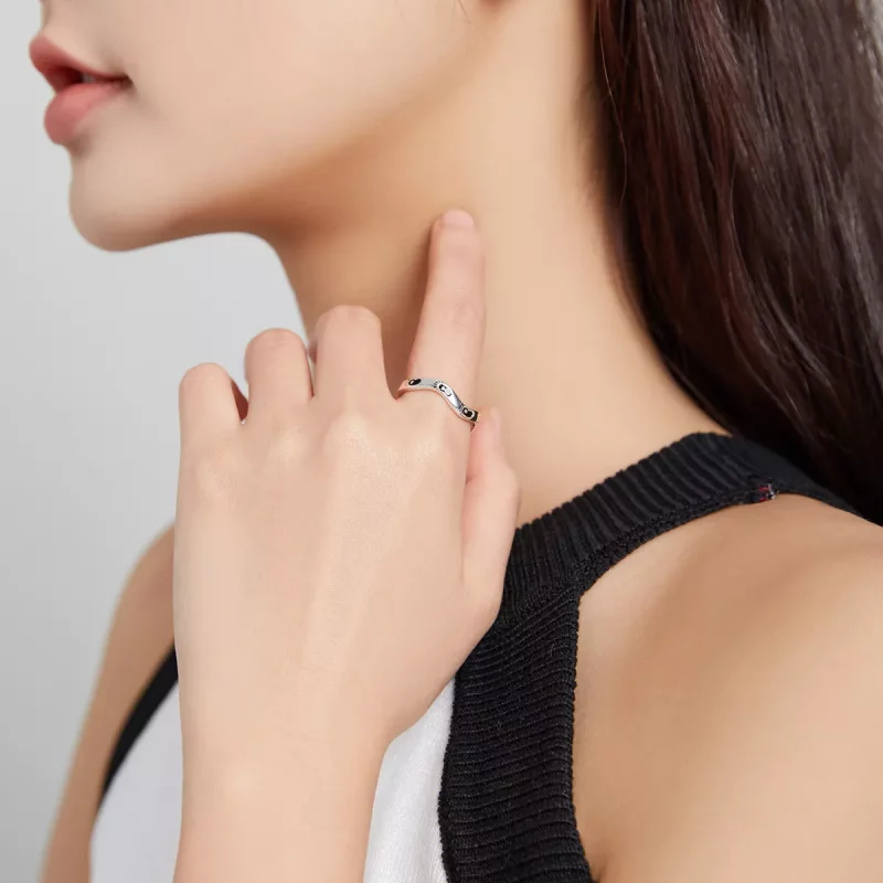(imagen para) Anillo abierto con estilo Pandora en forma de huella - SCR712 - Ver 7