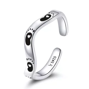 Anillo abierto con estilo Pandora en forma de huella - SCR712 (imagen para) Anillo abierto con estilo Pandora en forma de huella - SCR712