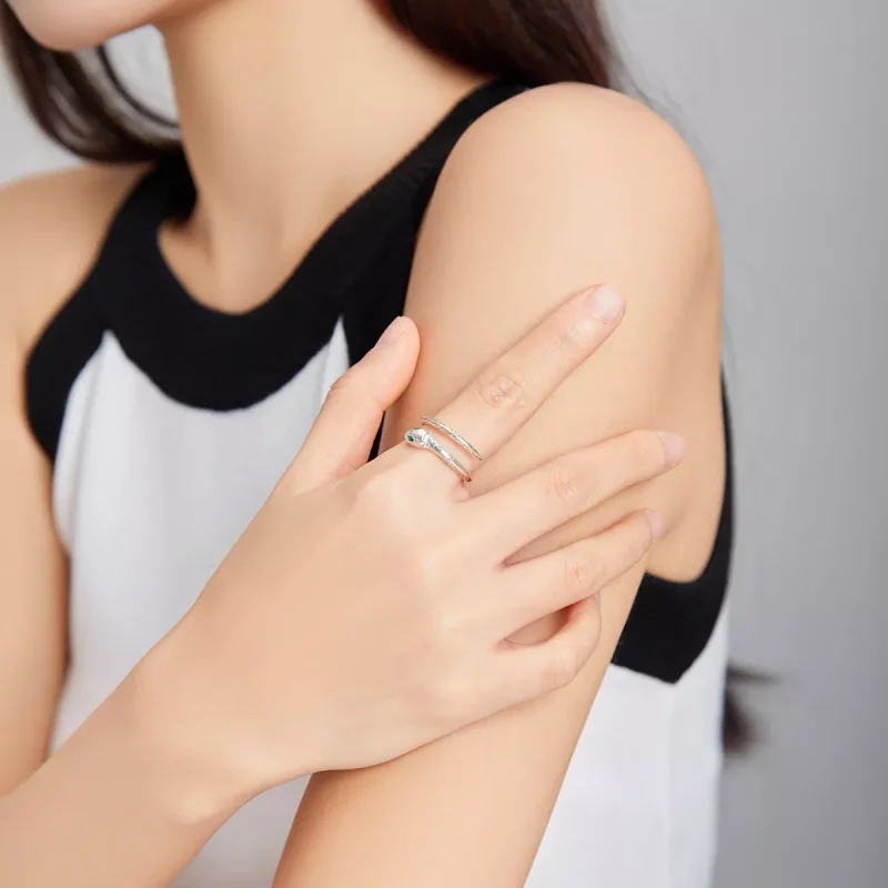(imagen para) Anillo abierto con estilo Pandora Snake - BSR169 - Ver 7