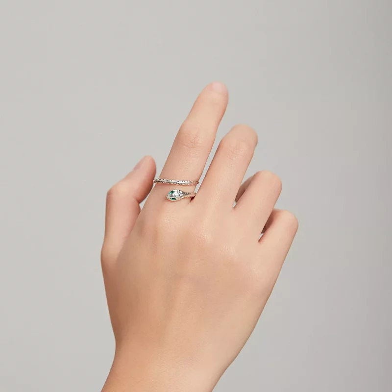 (imagen para) Anillo abierto con estilo Pandora Snake - BSR169 - Ver 8