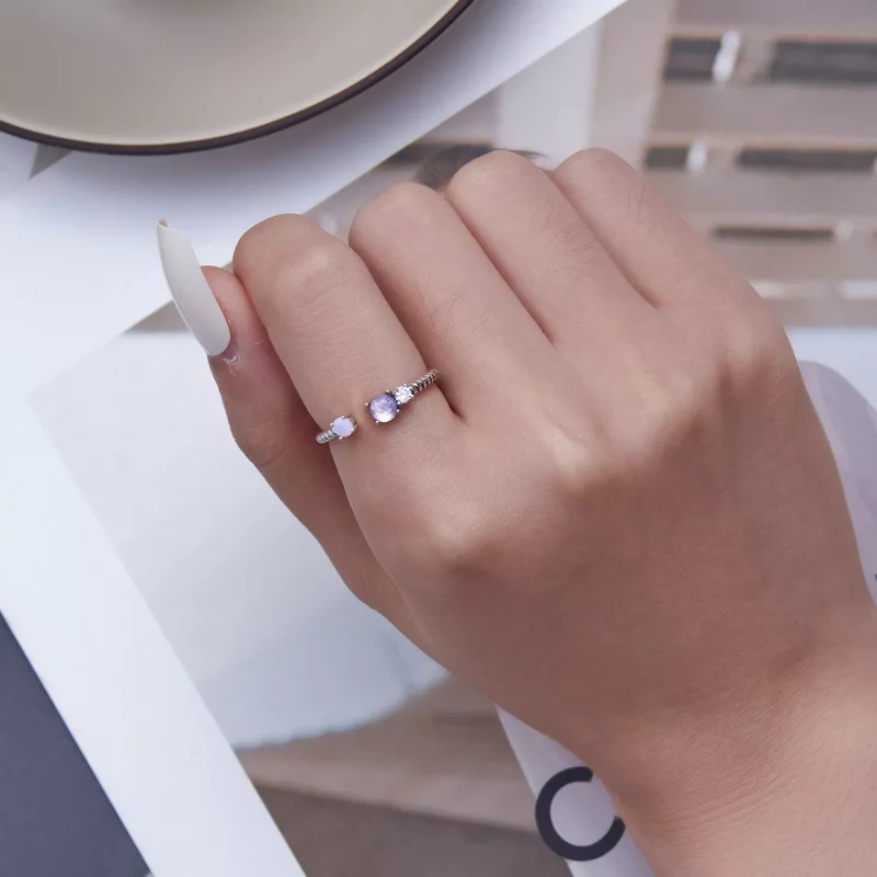 (imagen para) Anillo abierto con giro de gema al estilo Pandora - SCR839 - Ver 5
