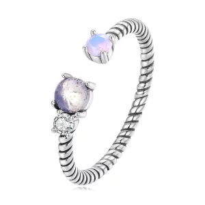 Anillo abierto con giro de gema al estilo Pandora - SCR839 (imagen para) Anillo abierto con giro de gema al estilo Pandora - SCR839