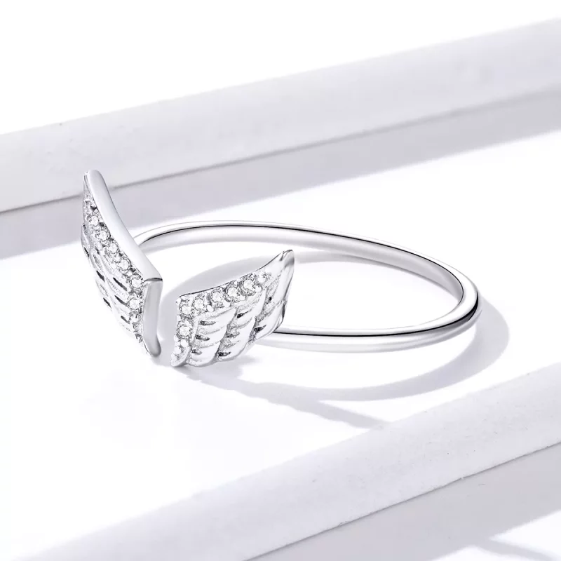 (imagen para) Anillo abierto de alas de plata estilo Pandora - BSR108 - Ver 3