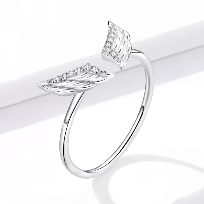 (imagen para) Anillo abierto de alas de plata estilo Pandora - BSR108 - Ver 4