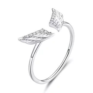(imagen para) Anillo abierto de alas de plata estilo Pandora - BSR108