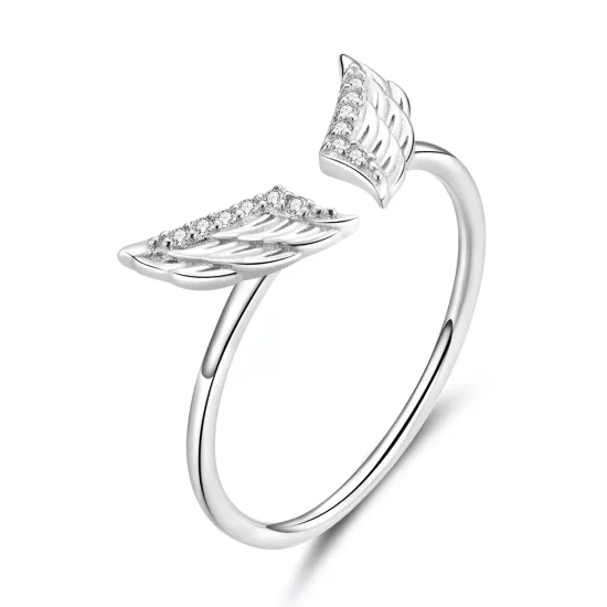 (imagen para) Anillo abierto de alas de plata estilo Pandora - BSR108 - Haga clic en la imagen para cerrar.