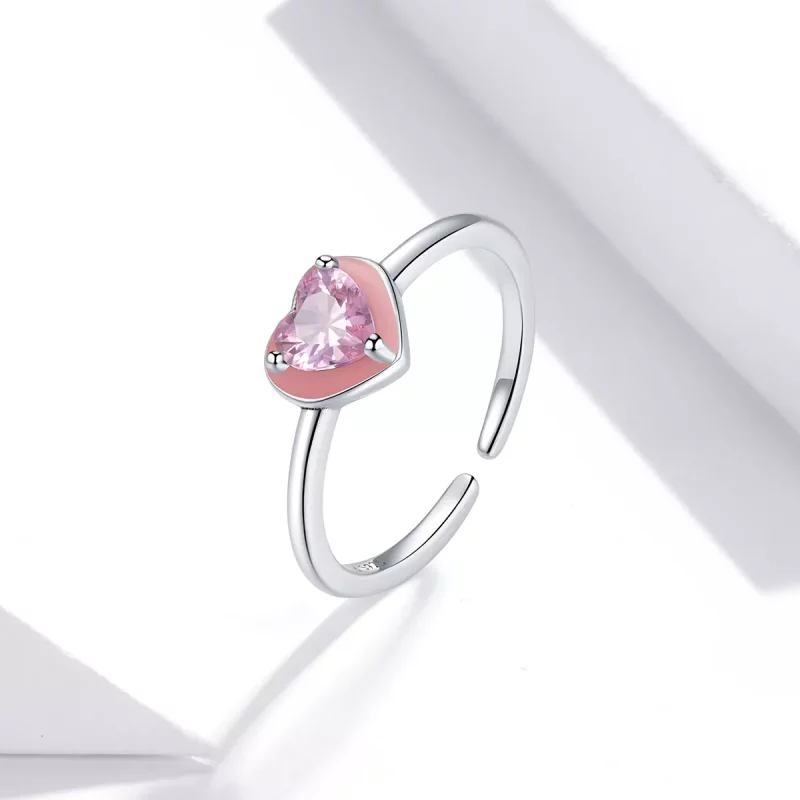 (imagen para) Anillo Abierto de Amor Claro Corazón Abierto de Plata Estilo Pandora - SCR717 - Ver 2