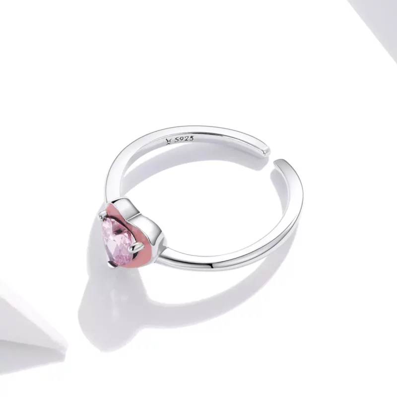 (imagen para) Anillo Abierto de Amor Claro Corazón Abierto de Plata Estilo Pandora - SCR717 - Ver 3