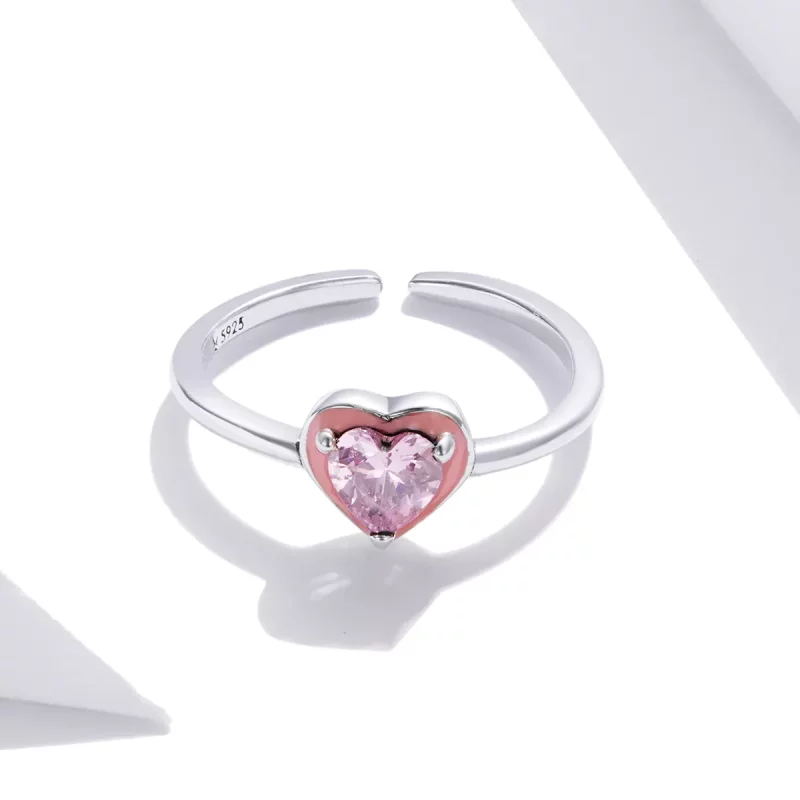 (imagen para) Anillo Abierto de Amor Claro Corazón Abierto de Plata Estilo Pandora - SCR717 - Ver 4