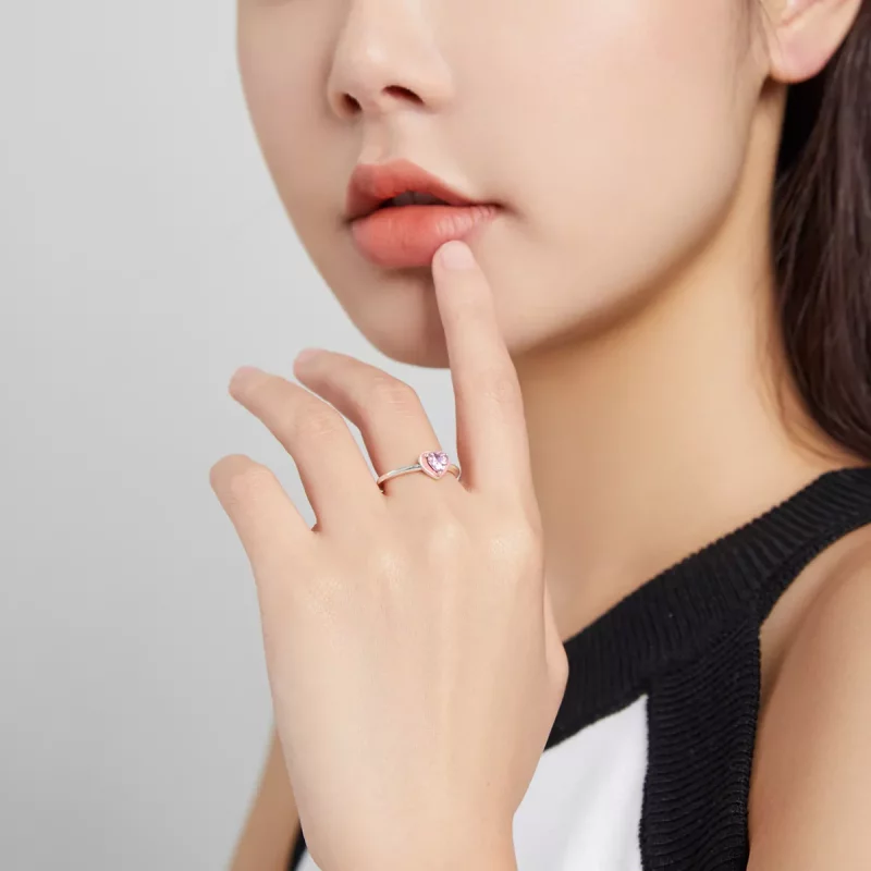 (imagen para) Anillo Abierto de Amor Claro Corazón Abierto de Plata Estilo Pandora - SCR717 - Ver 6