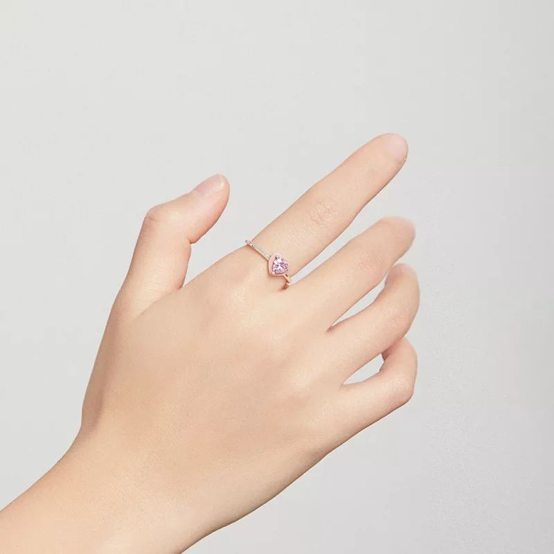 (imagen para) Anillo Abierto de Amor Claro Corazón Abierto de Plata Estilo Pandora - SCR717 - Ver 7