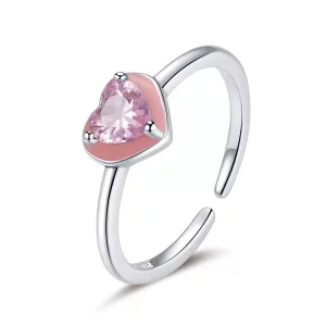 Anillo Abierto de Amor Claro Corazón Abierto de Plata Estilo Pandora - SCR717 (imagen para) Anillo Abierto de Amor Claro Corazón Abierto de Plata Estilo Pandora - SCR717