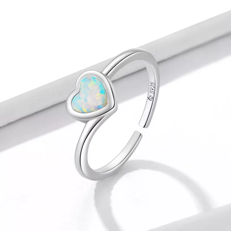 (imagen para) Anillo abierto de amor con estilo Pandora y ópalo - BSR234 - Ver 2
