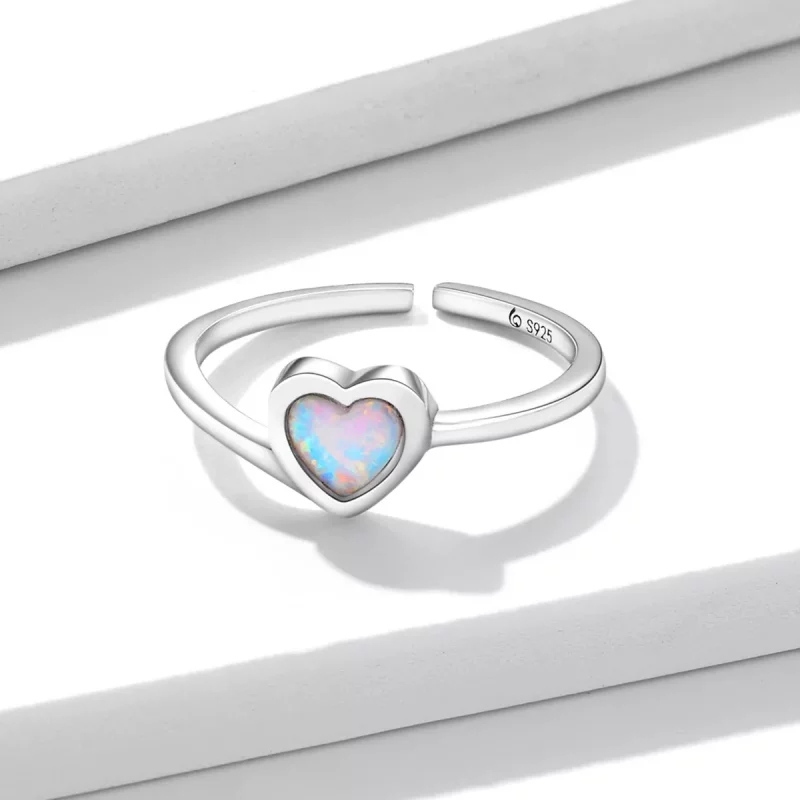 (imagen para) Anillo abierto de amor con estilo Pandora y ópalo - BSR234 - Ver 4