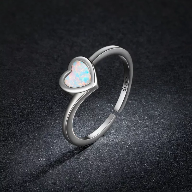 (imagen para) Anillo abierto de amor con estilo Pandora y ópalo - BSR234 - Ver 5