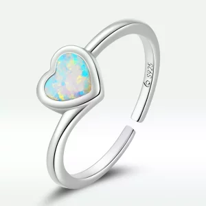 Anillo abierto de amor con estilo Pandora y ópalo - BSR234 (imagen para) Anillo abierto de amor con estilo Pandora y ópalo - BSR234