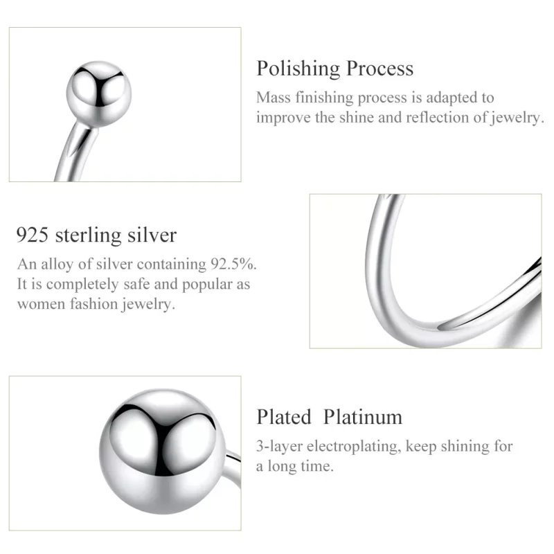 (imagen para) Anillo abierto de bola de plata estilo Pandora - SCR575 - Ver 3