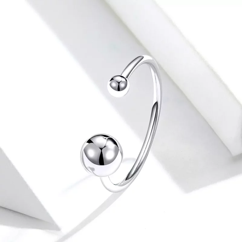 (imagen para) Anillo abierto de bola de plata estilo Pandora - SCR575 - Ver 2