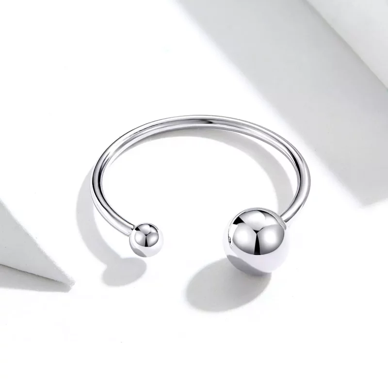(imagen para) Anillo abierto de bola de plata estilo Pandora - SCR575 - Ver 4