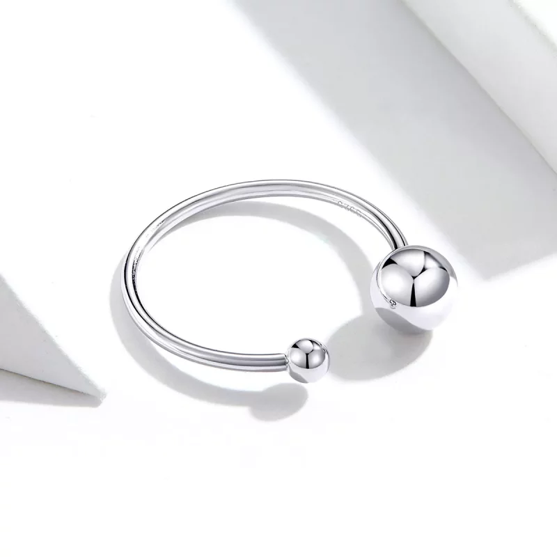 (imagen para) Anillo abierto de bola de plata estilo Pandora - SCR575 - Ver 5