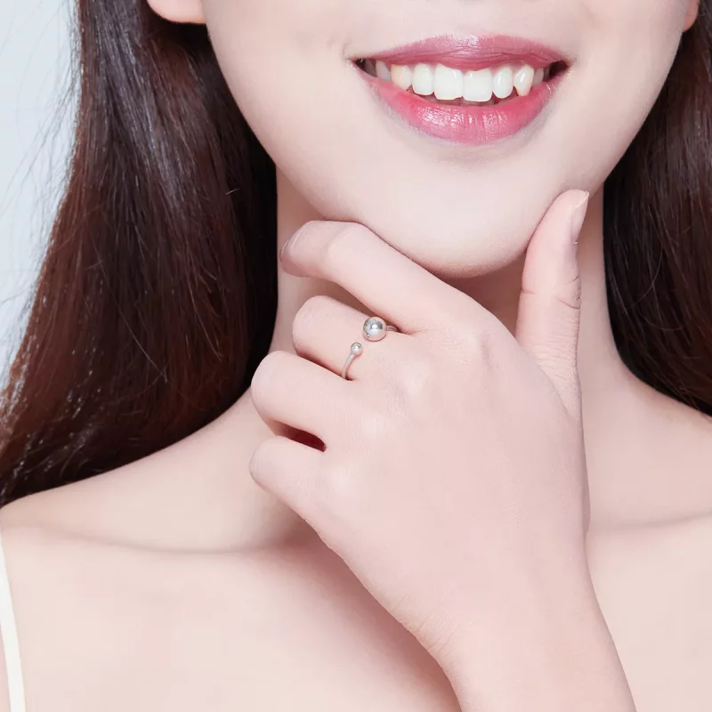 (imagen para) Anillo abierto de bola de plata estilo Pandora - SCR575 - Ver 6