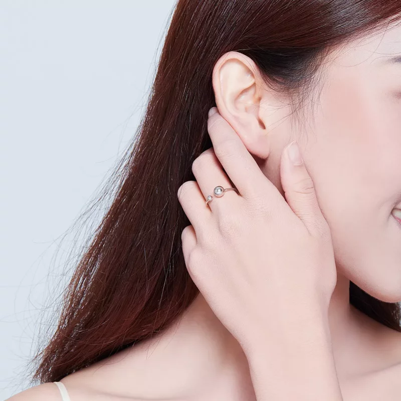 (imagen para) Anillo abierto de bola de plata estilo Pandora - SCR575 - Ver 8