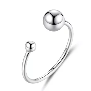 (imagen para) Anillo abierto de bola de plata estilo Pandora - SCR575