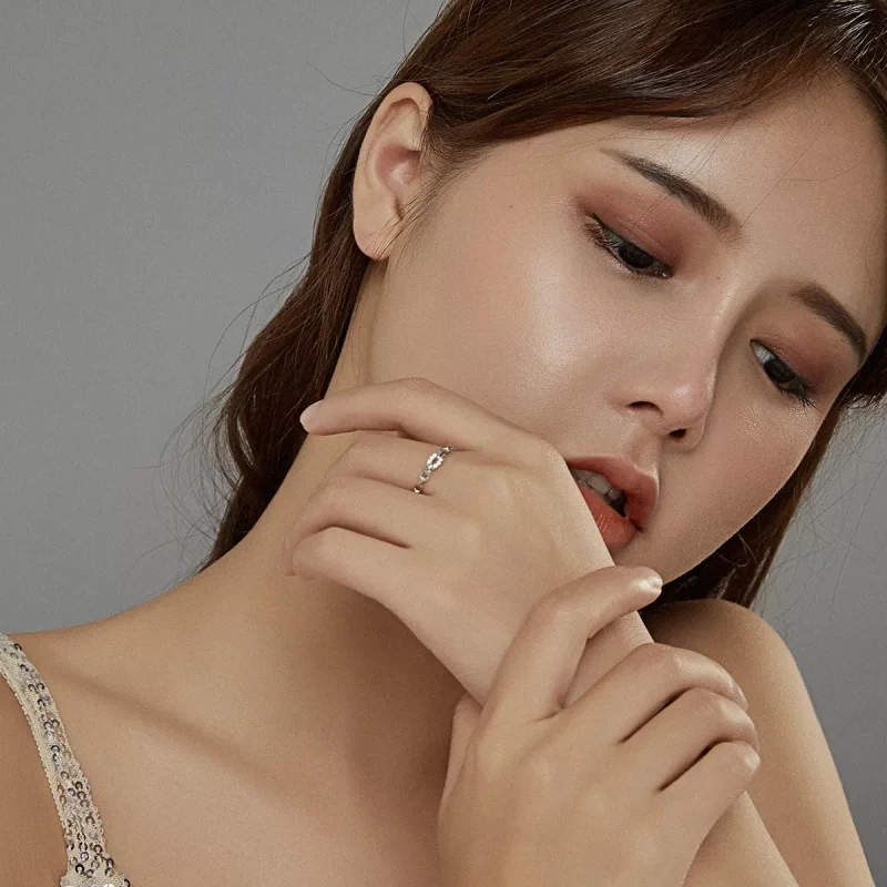 (imagen para) Anillo abierto de cadena geométrica estilo Pandora - BSR145 - Ver 6