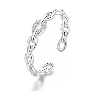 Anillo abierto de cadena geométrica estilo Pandora - BSR145 (imagen para) Anillo abierto de cadena geométrica estilo Pandora - BSR145