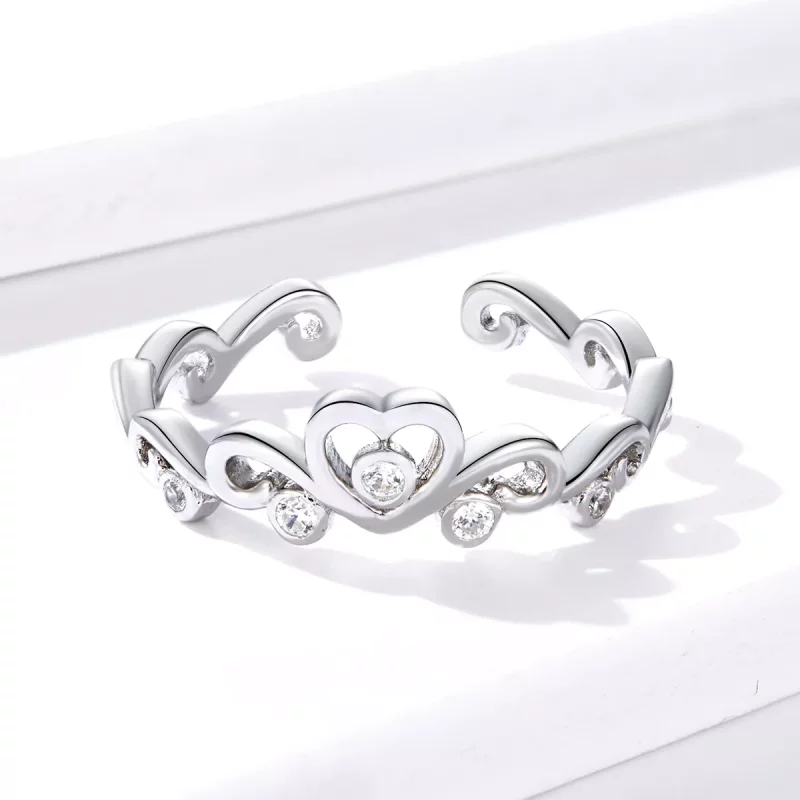 (imagen para) Anillo Abierto de Corona de Plata Estilo Pandora - BSR105 - Ver 2