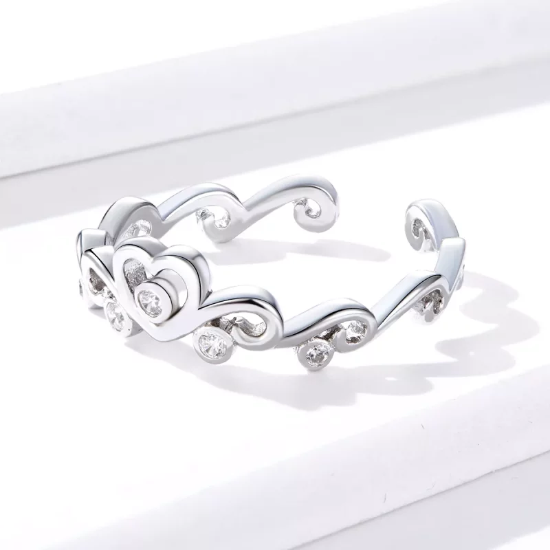 (imagen para) Anillo Abierto de Corona de Plata Estilo Pandora - BSR105 - Ver 3
