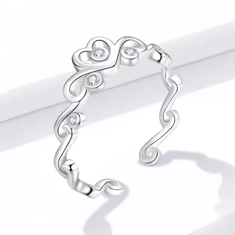 (imagen para) Anillo Abierto de Corona de Plata Estilo Pandora - BSR105 - Ver 4