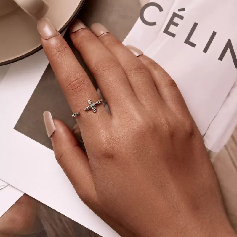 (imagen para) Anillo abierto de estilo Pandora con cruz vintage - VSR162 - Ver 6