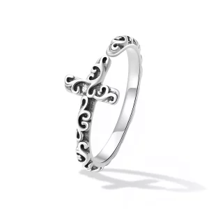 (imagen para) Anillo abierto de estilo Pandora con cruz vintage - VSR162