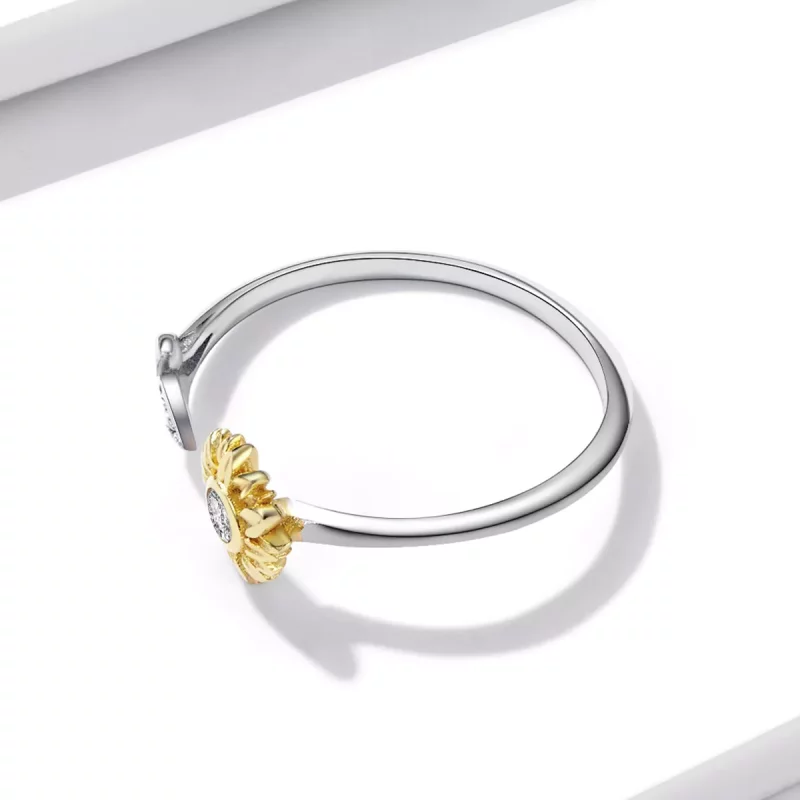 (imagen para) Anillo abierto de estilo Pandora con diseño de girasol - BSR213 - Ver 3