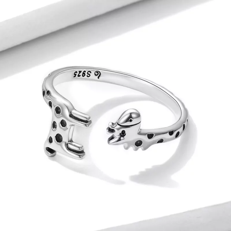 (imagen para) Anillo abierto de estilo Pandora con diseño de jirafa - BSR228 - Ver 3