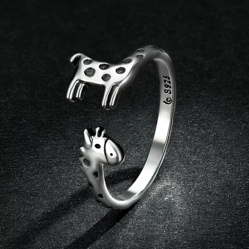 (imagen para) Anillo abierto de estilo Pandora con diseño de jirafa - BSR228 - Ver 5