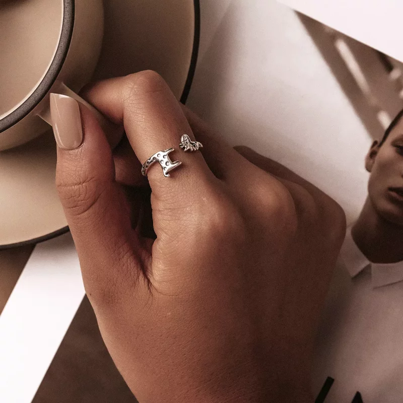 (imagen para) Anillo abierto de estilo Pandora con diseño de jirafa - BSR228 - Ver 6