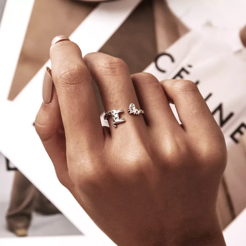 (imagen para) Anillo abierto de estilo Pandora con diseño de jirafa - BSR228 - Ver 8