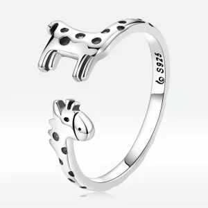 (imagen para) Anillo abierto de estilo Pandora con diseño de jirafa - BSR228