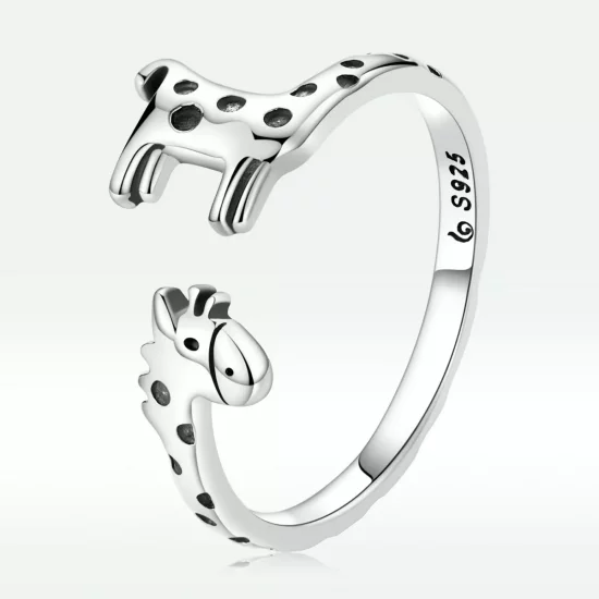 (imagen para) Anillo abierto de estilo Pandora con diseño de jirafa - BSR228