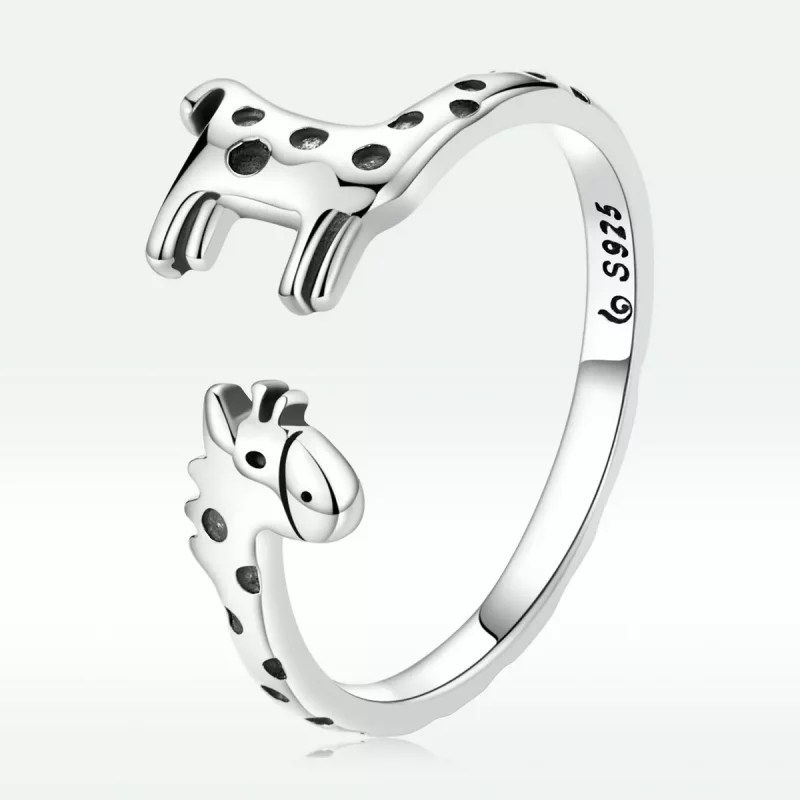 (imagen para) Anillo abierto de estilo Pandora con diseño de jirafa - BSR228